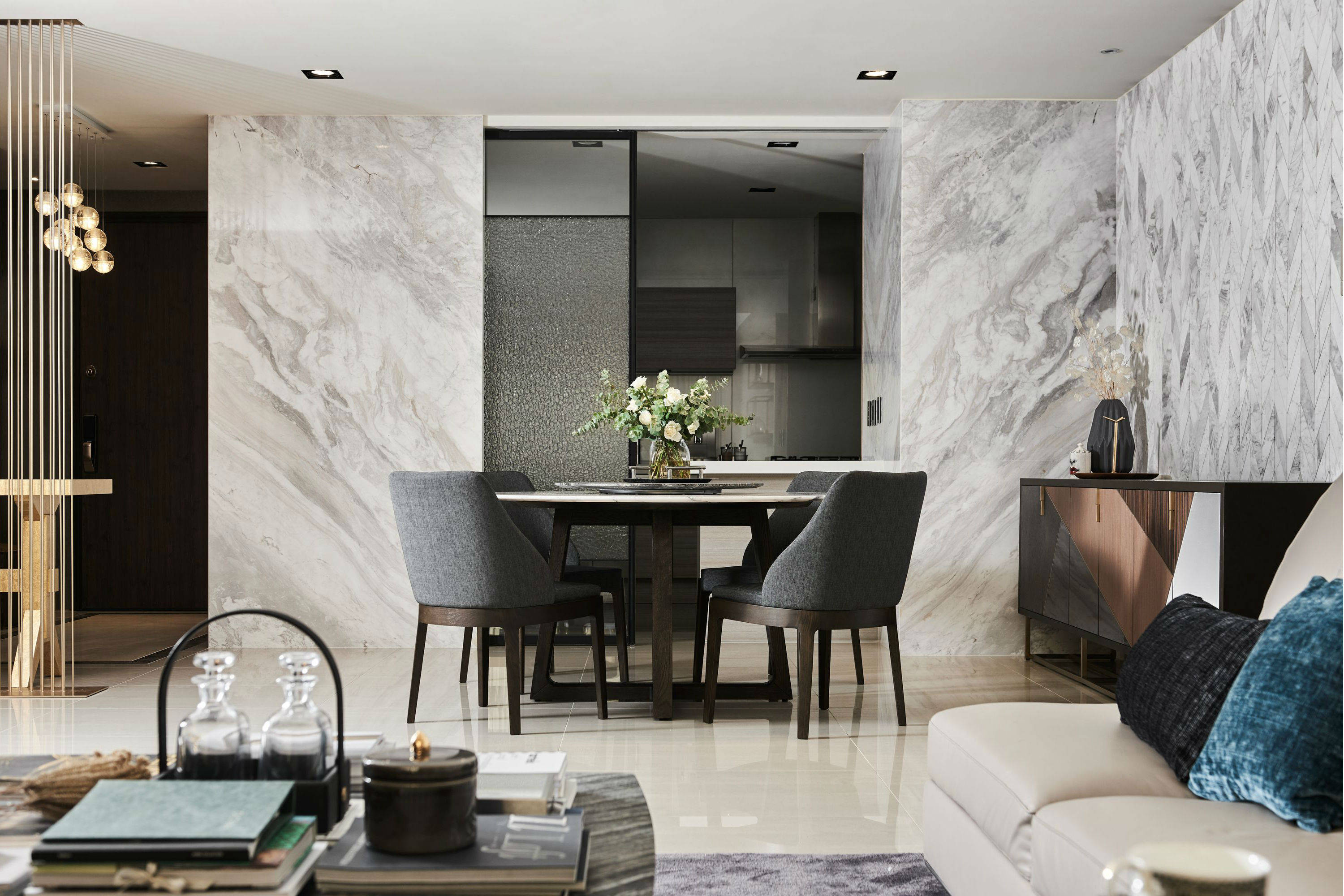 A luxury apartment in Taiwan makes a statement in marble | Lookbox Living
