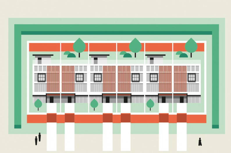 Terrace house illustration