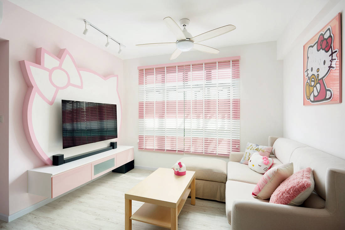 Hello Kitty Themed Hdb Bto Flat Living Area By Design 4 Space